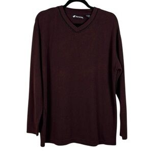 Ferruche Men's Classic V Neck Cotton Blend Knit Sweater Medium Deep Burgundy